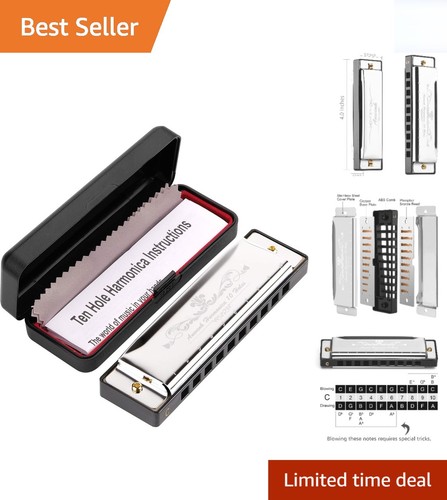 Sleek silver harmonica key - silver,